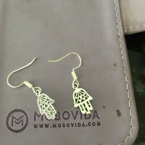 NEW  silver hanging earring with hand of god